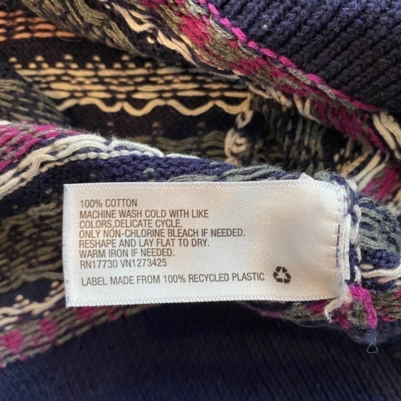 Mossimo Blue Geometric Striped Fitted Knit Cotton Pullover Sweater Women's Sz XS - Picture 5 of 6